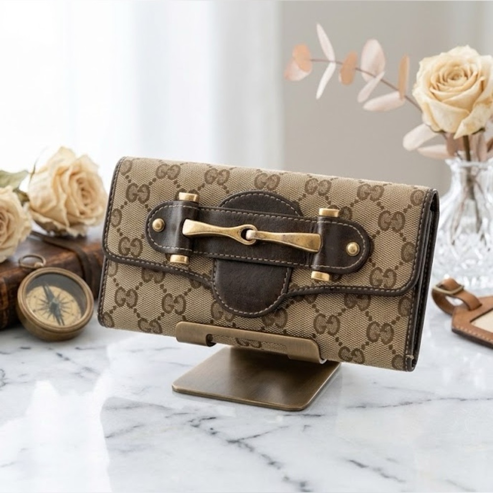 Rare Gucci Horsebit GG Monogram Canvas & Leather Wallet Brown – Vintage Tom Ford